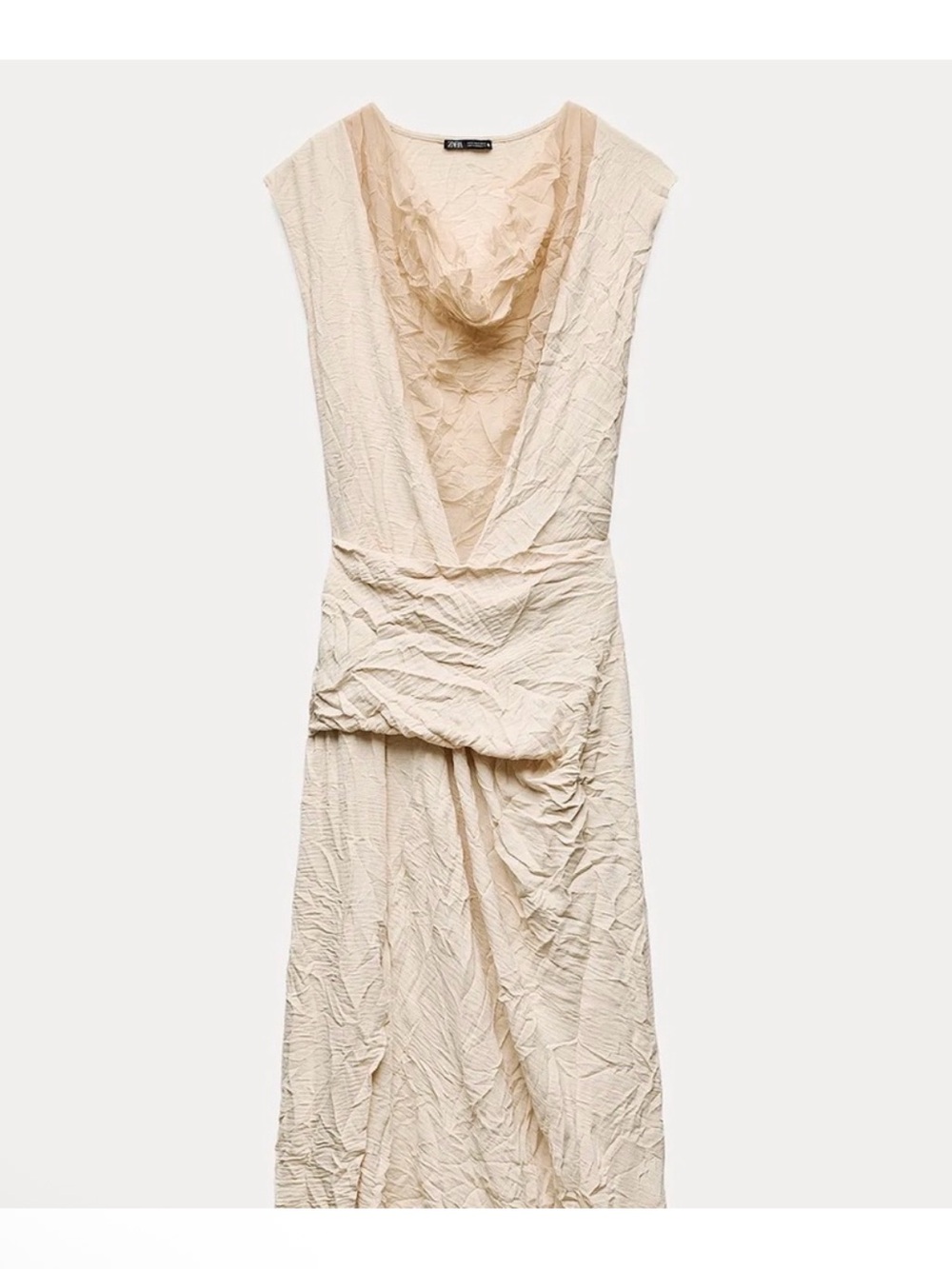 Zara Sleeveless Cowl Neck Maxi Dress in Cream
